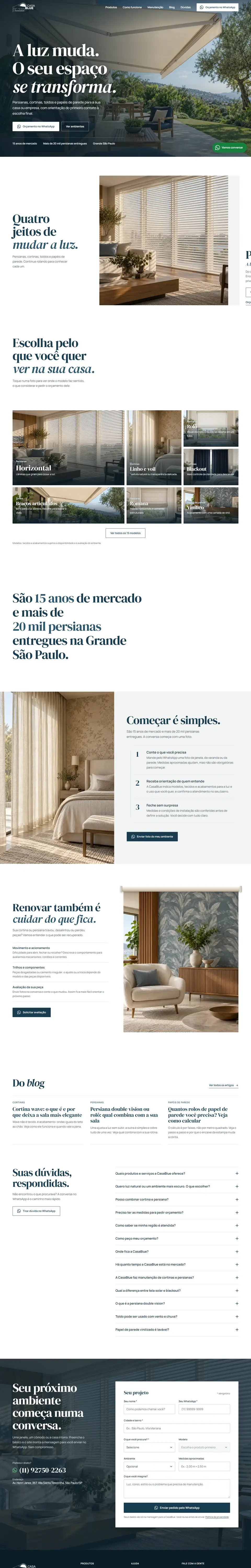 Final layout of the Casablue website