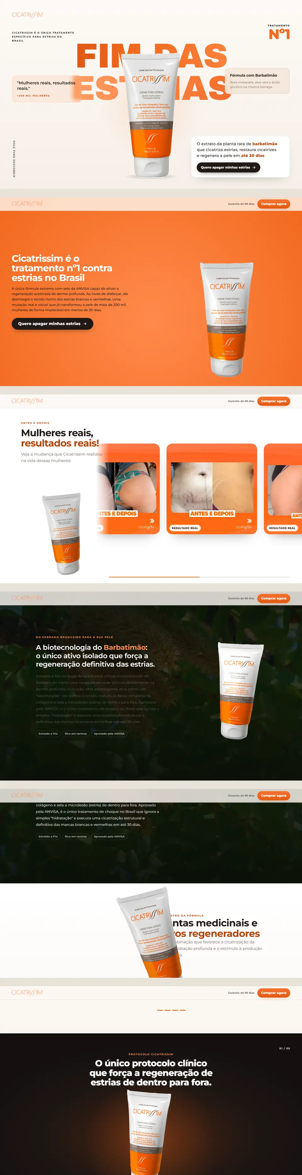 Final layout of the Cicatrissim website